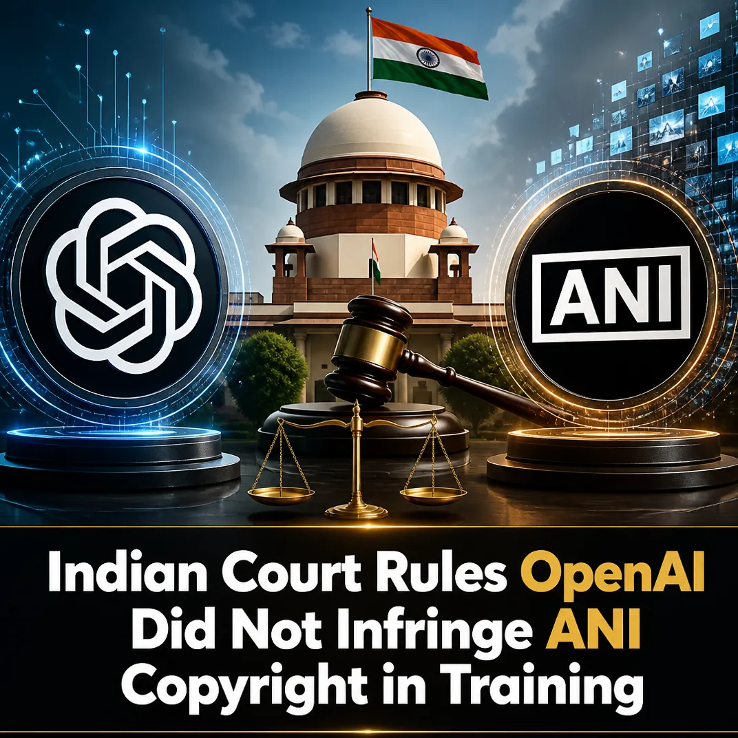 Indian Court Rules OpenAI Did Not Infringe ANI Copyright in Training