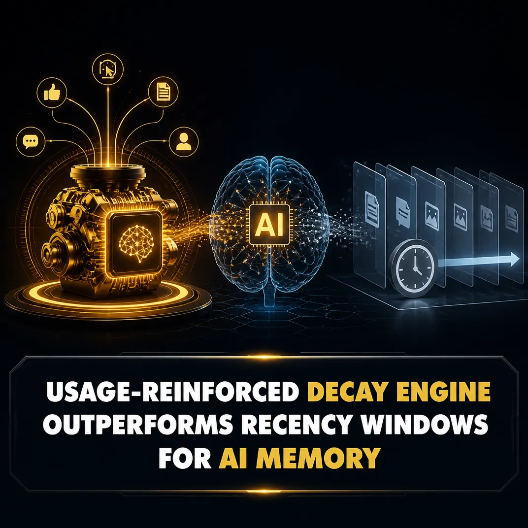 Usage-Reinforced Decay Engine Outperforms Recency Windows for AI Memory