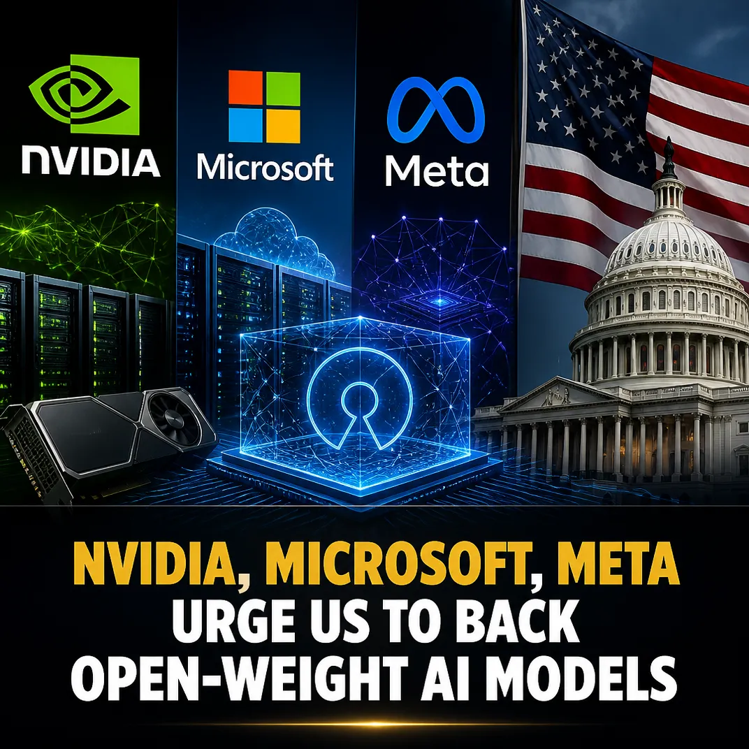 Nvidia, Microsoft, Meta Urge US to Back Open-Weight AI Models