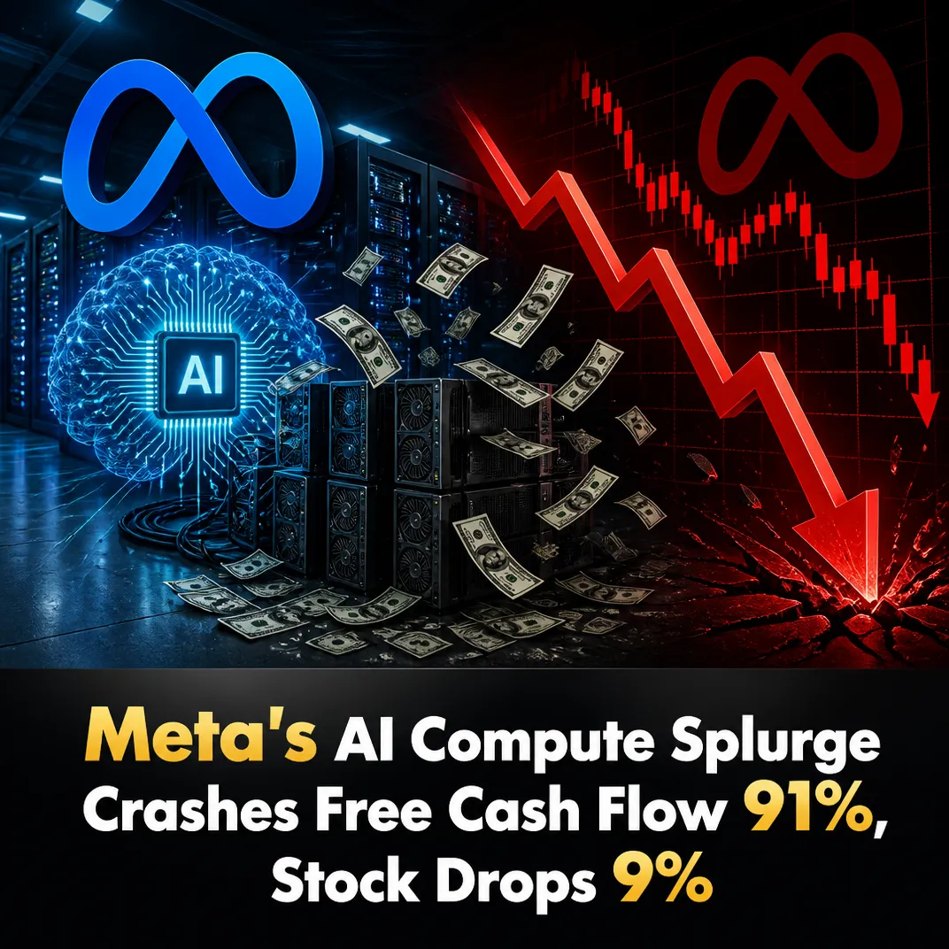 Meta’s AI Compute Splurge Crashes Free Cash Flow 91%, Stock Drops 9%
