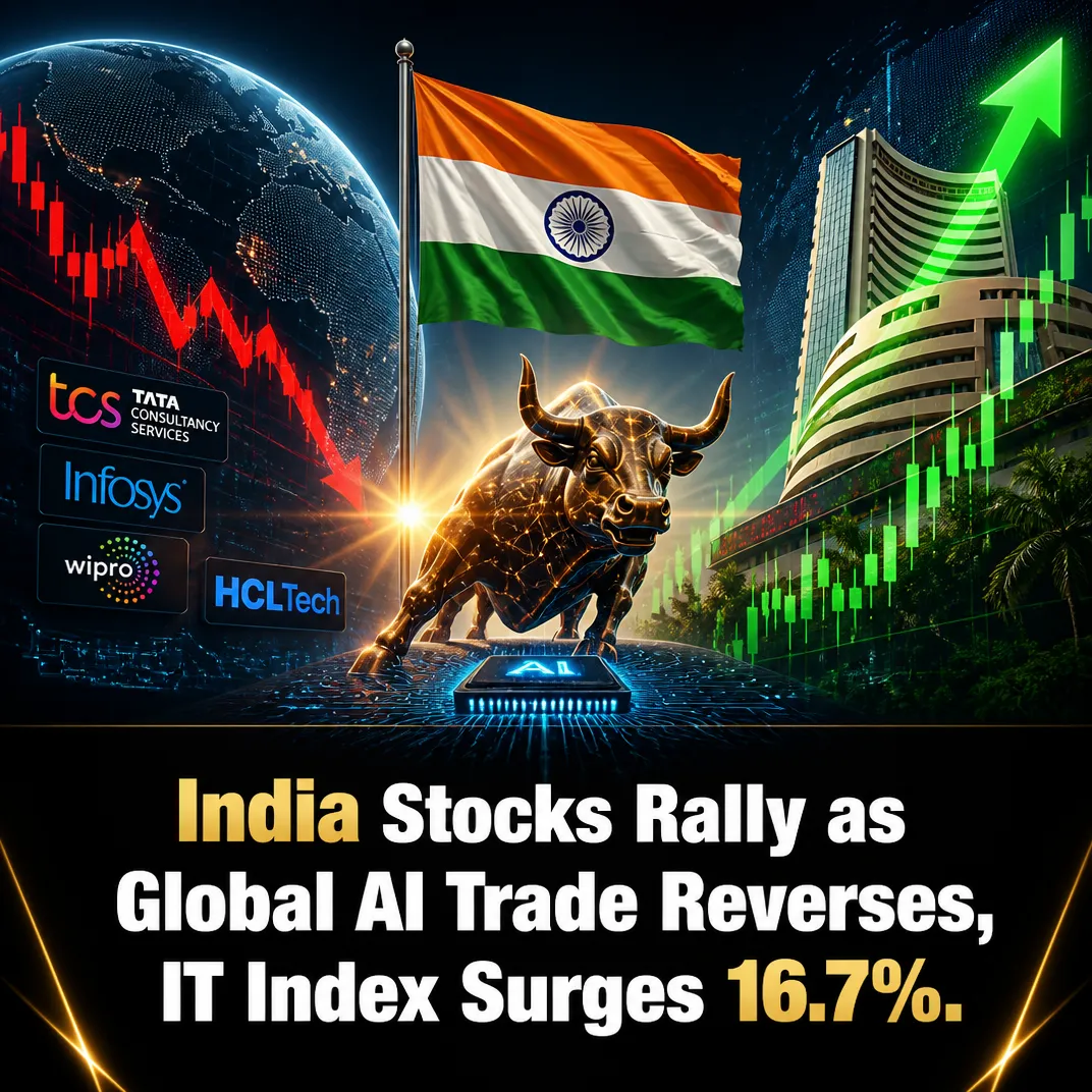 India Stocks Rally as Global AI Trade Reverses, IT Index Surges 16.7%