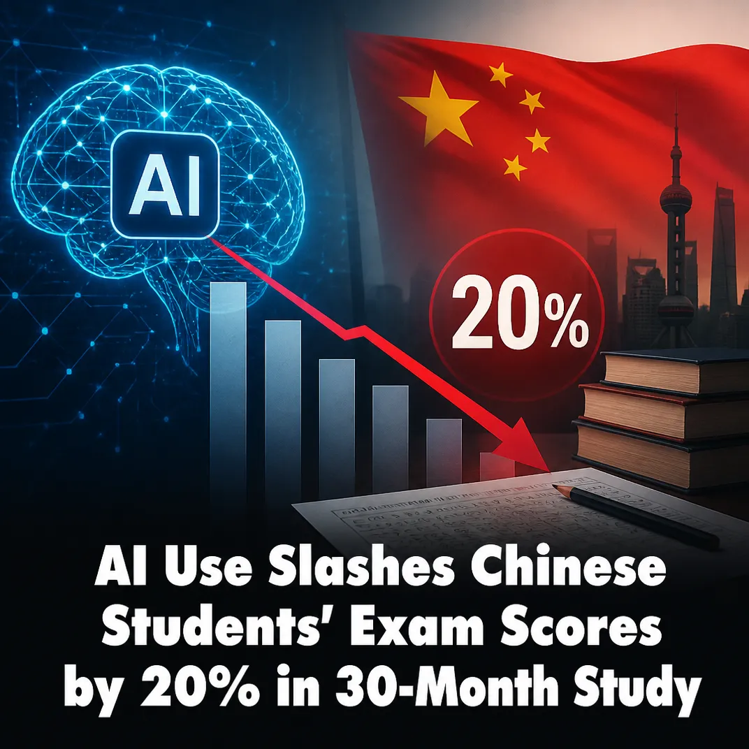 AI Use Slashes Chinese Students’ Exam Scores by 20% in 30-Month Study