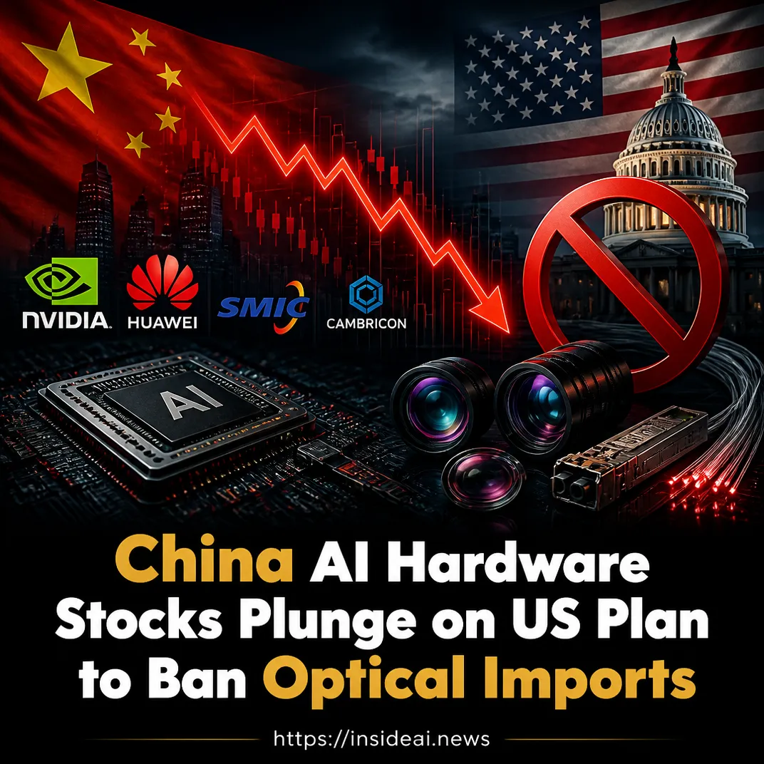China AI Hardware Stocks Plunge on US Plan to Ban Optical Imports