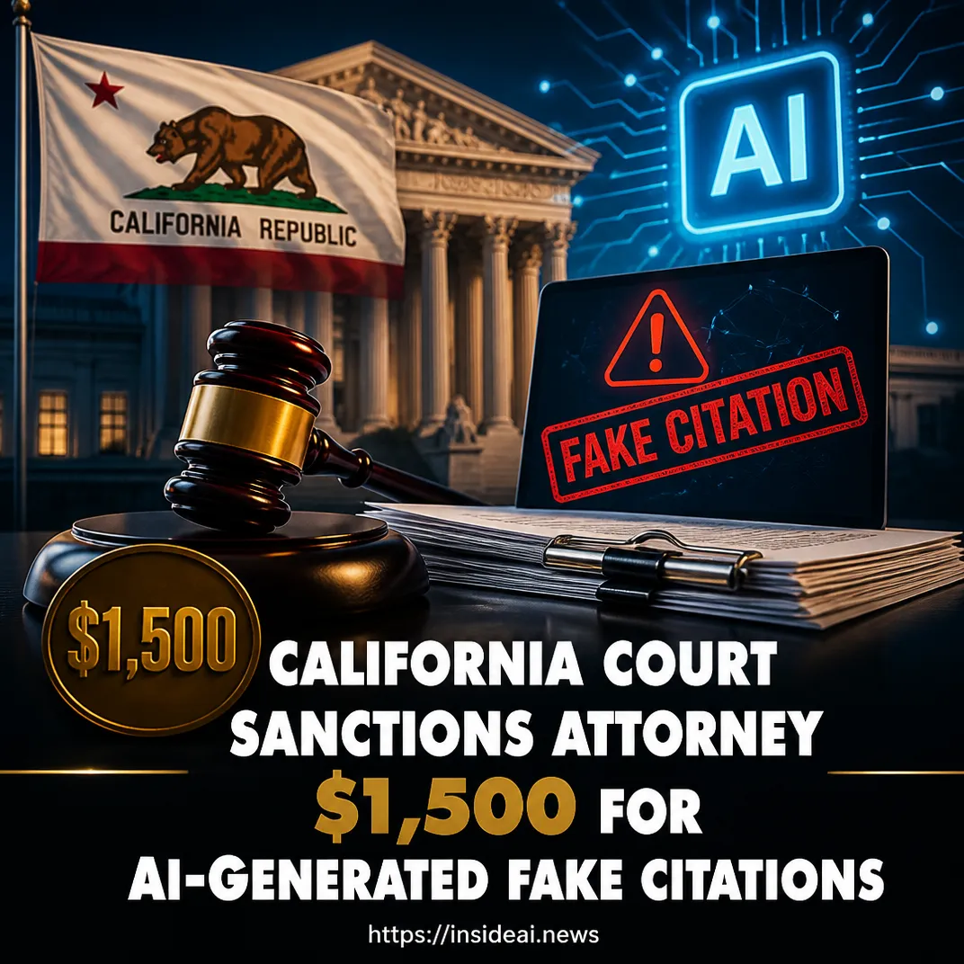 California Court Sanctions Attorney $1,500 for AI-Generated Fake Citations