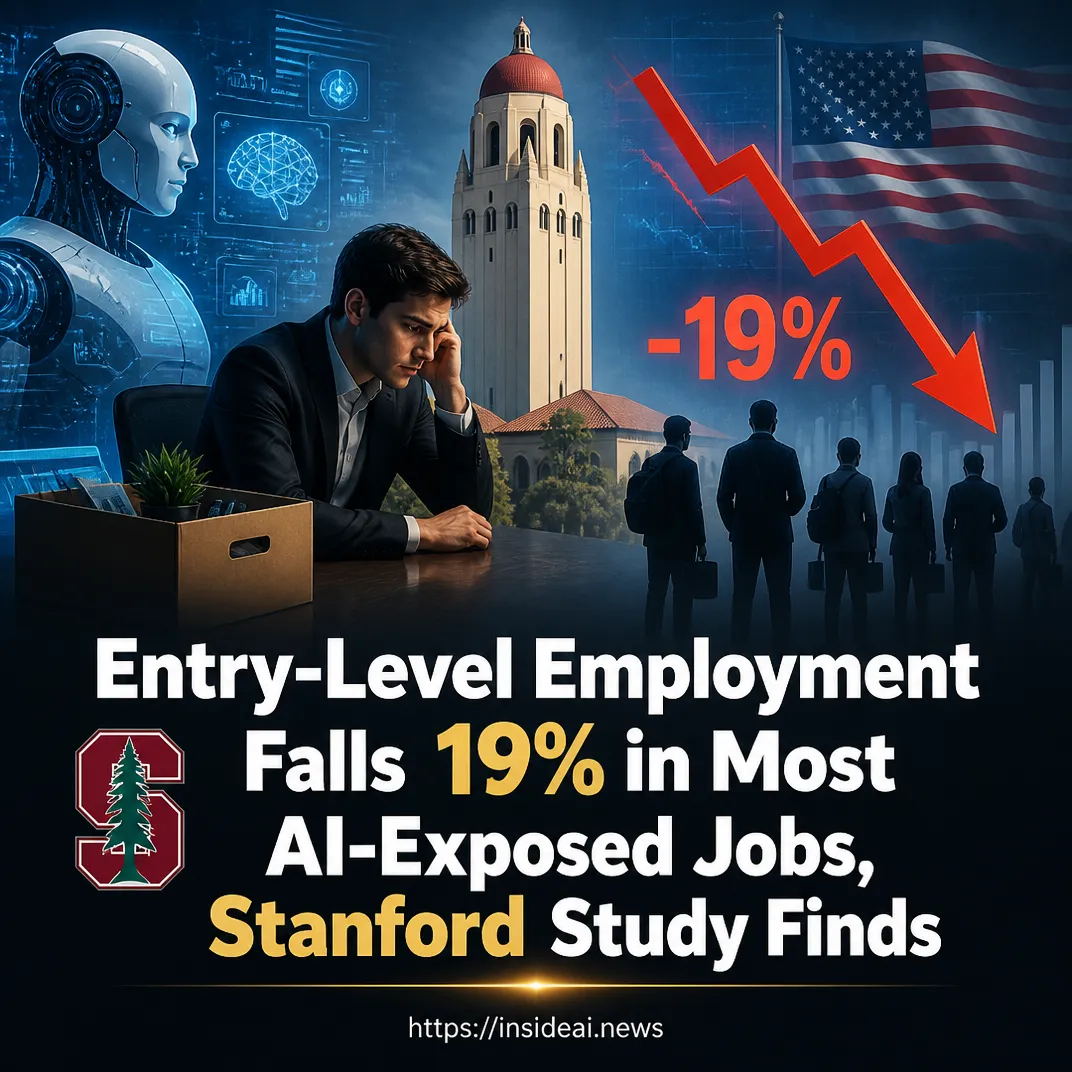 Entry-Level Employment Falls 19% in Most AI-Exposed Jobs, Stanford Study Finds