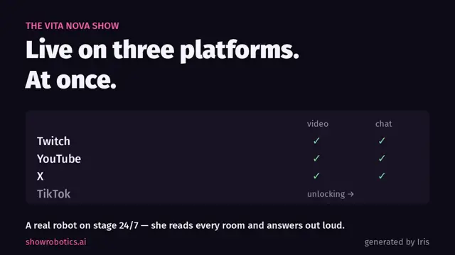 Platforms on whihc Vita nova show is live 24/7