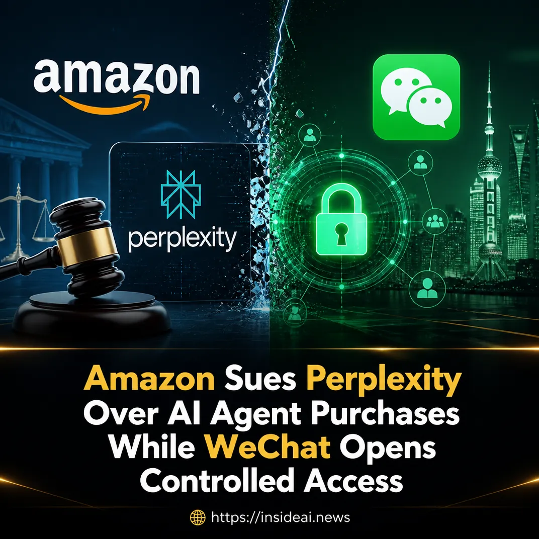 Amazon Sues Perplexity Over AI Agent Purchases While WeChat Opens Controlled Access
