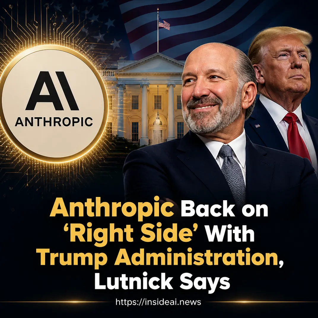 Anthropic Back on ‘Right Side’ With Trump Administration, Lutnick Says