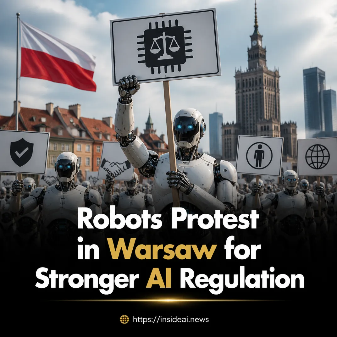 Robots Protest in Warsaw for Stronger AI Regulation