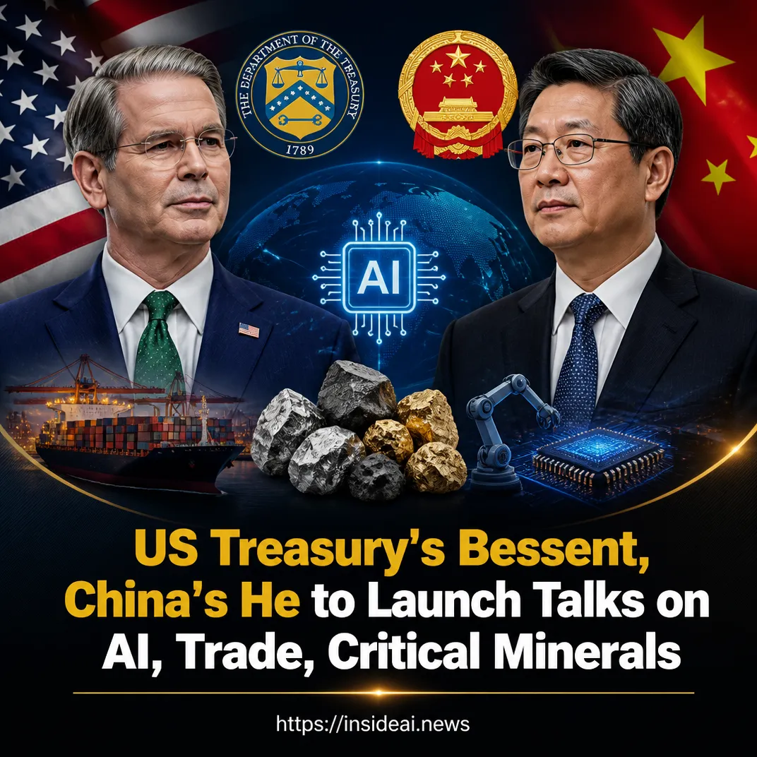 US Treasury’s Bessent, China’s He to Launch Talks on AI, Trade, Critical Minerals