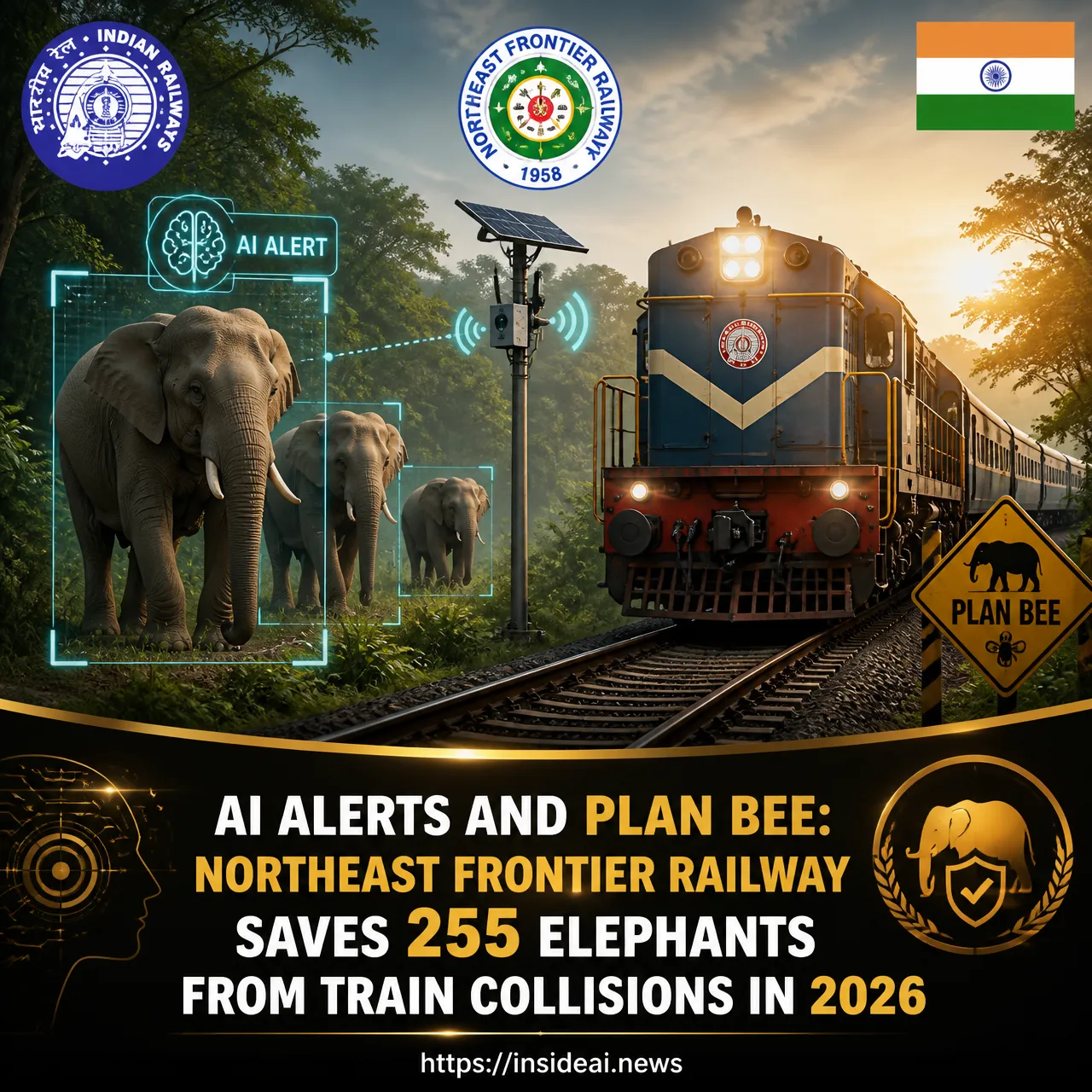 AI Alerts and Plan Bee: Northeast Frontier Railway Saves 255 Elephants from Train Collisions in 2026